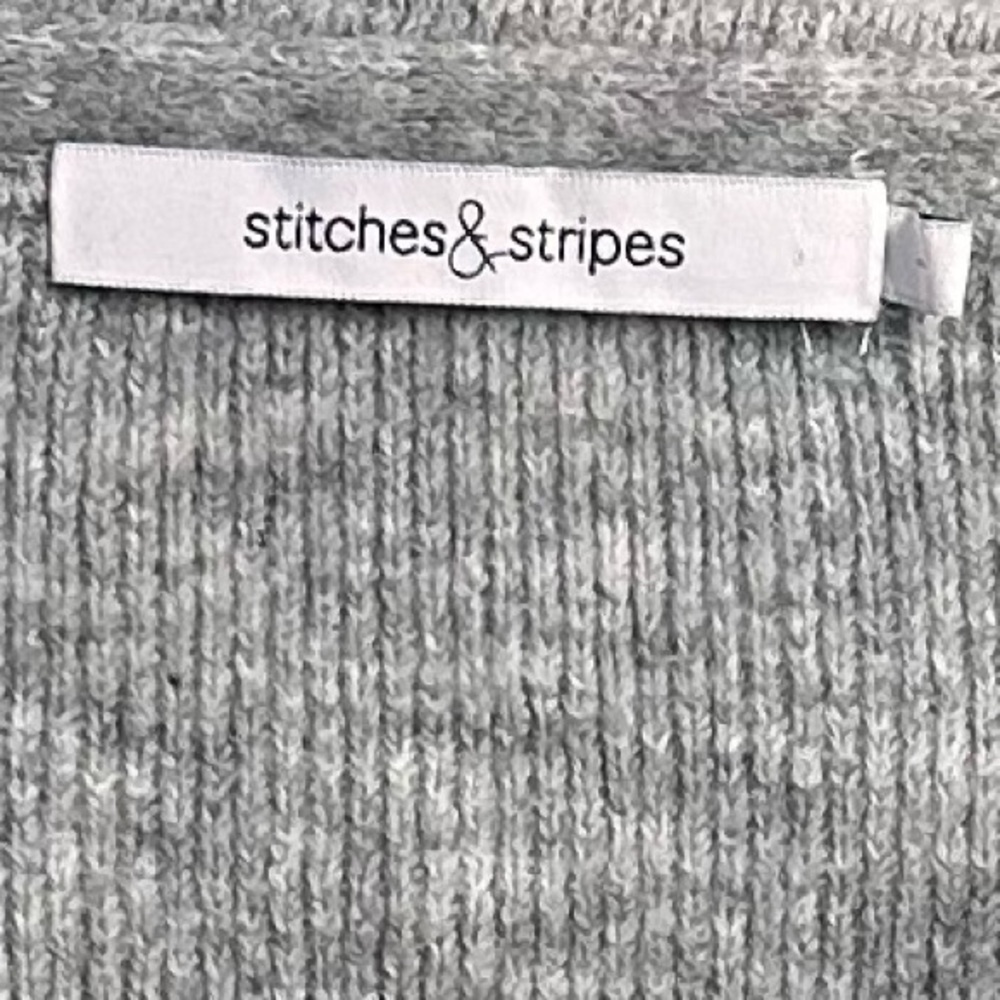 STITCHES & STRIPES Elaine Cardigan Sweater Grey Cream Pink Color Block Long L - Picture 3 of 11